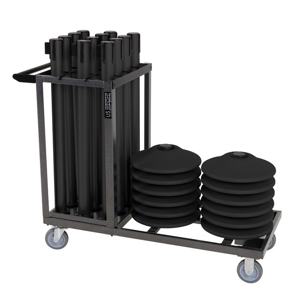 Us Weight Statesman Stanchion Cart Kit, Black Premium Steel U2509BLK12 - main